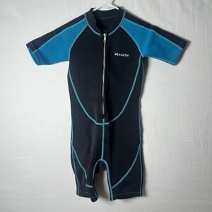 Seaskin Wetsuits Kids Black/Blue 2mm Neoprene Shorty Scuba Diving Suit Size 8
